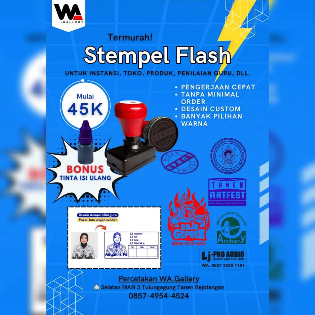 

Stempel Flash Custom Murah + Free Tinta | Proses Cepat Tanpa Minimal Order