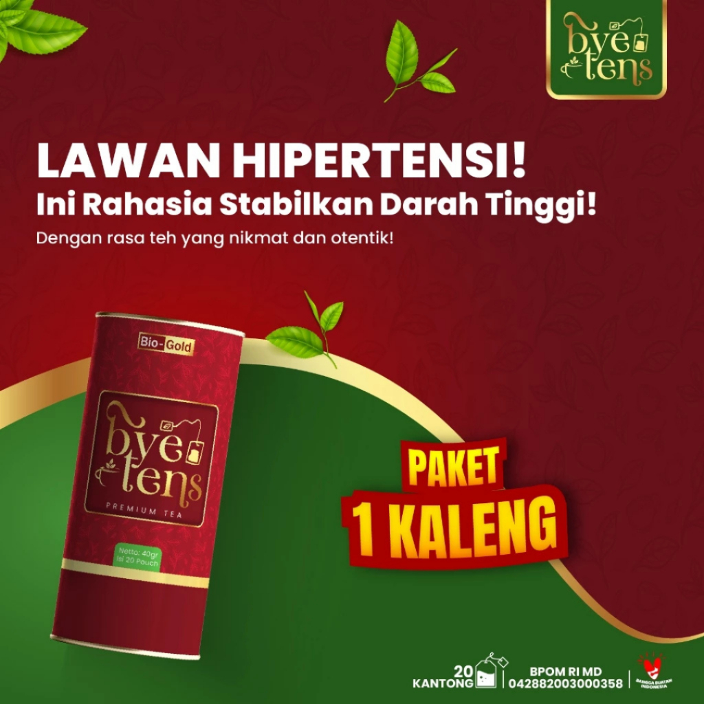 

BIO GOLD Bye Tens Premium Tea Teh Celup Bantu Turunkan Kadar Gula Darah Hipertensi 20 Teabag BPOM