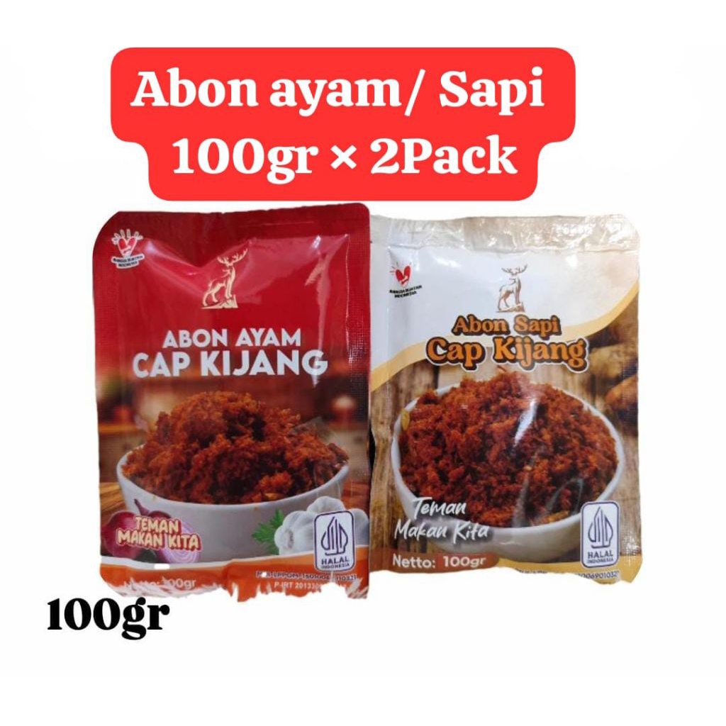 

Abon Ayam / Sapi Cap Kijang 100gr × 2Pack - Tidak Pedas
