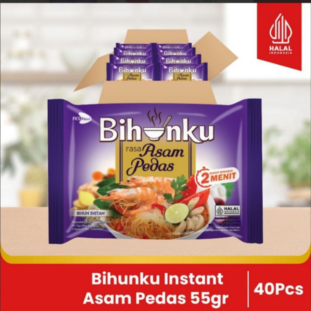 

Bihunku Instan - Asam Pedas - 1 karton - 40 Pcs - 55gr