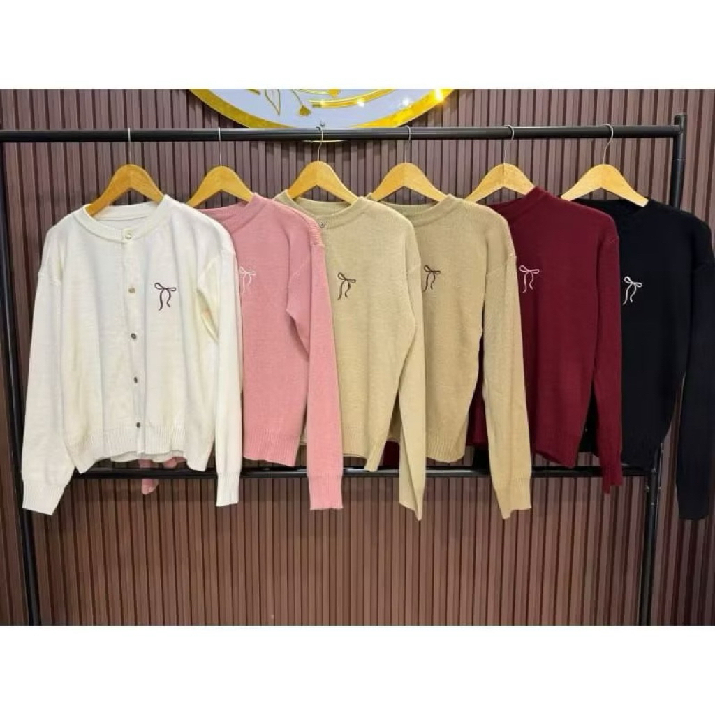 Naomi Cardigan Rajut Outer Pita Satu di Dada Bassic Kardigan Atasan Baju Wanita Korean Style B1027
