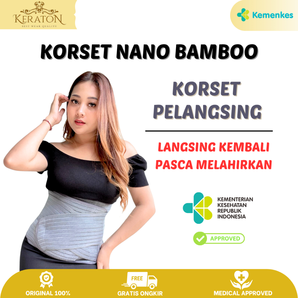 Keraton Original Korset Nano Bamboo Stagen Ibu Melahirkan Pelangsing Perut Buncit