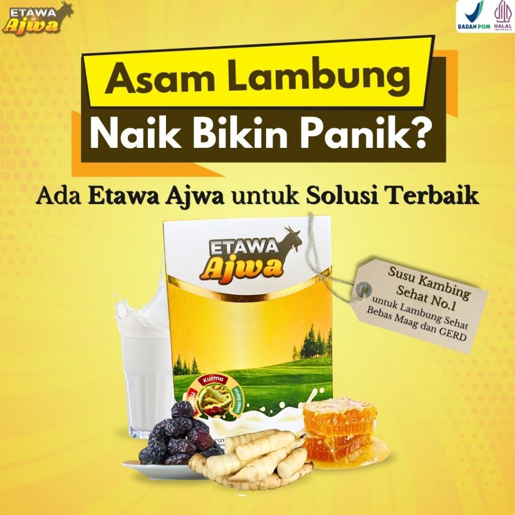 

Susu Kambing Etawa Ajwa mengatasi masalah lambung dengan bahan bahan alami tanpa mengandung bahan dan obat kimia