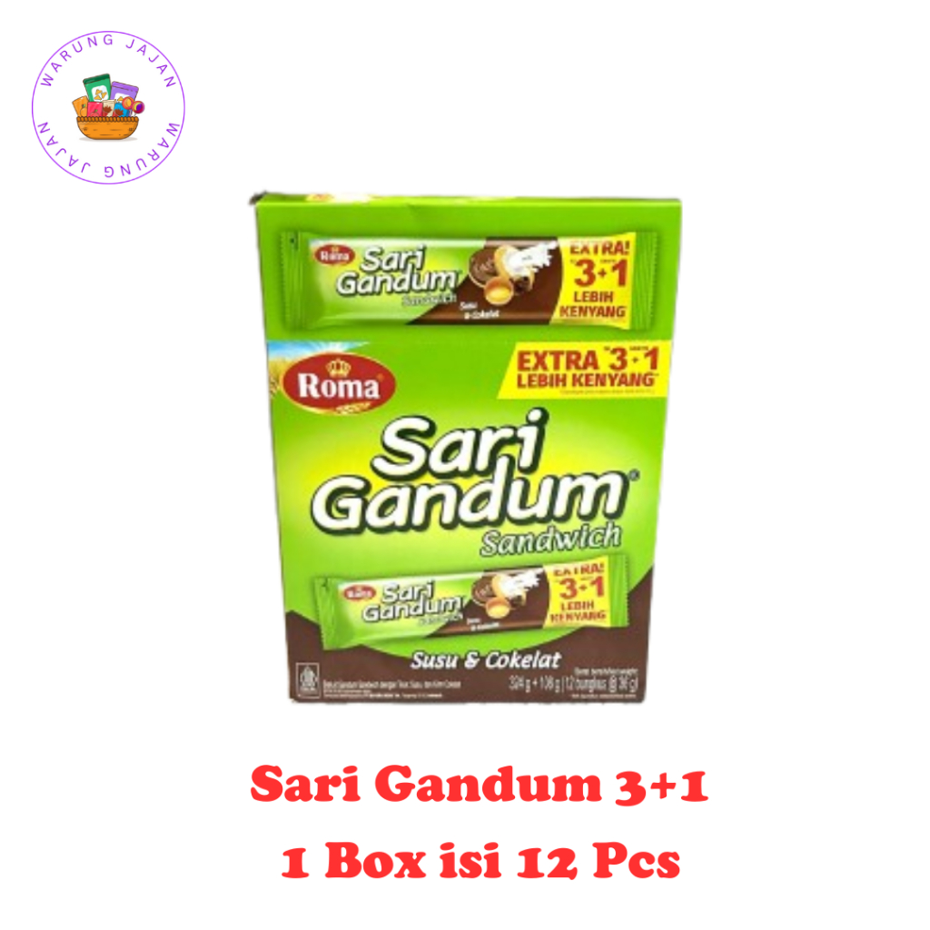 

Sari Gandum Sandwich isi 3+1 keping - 1 box isi 12 sachet