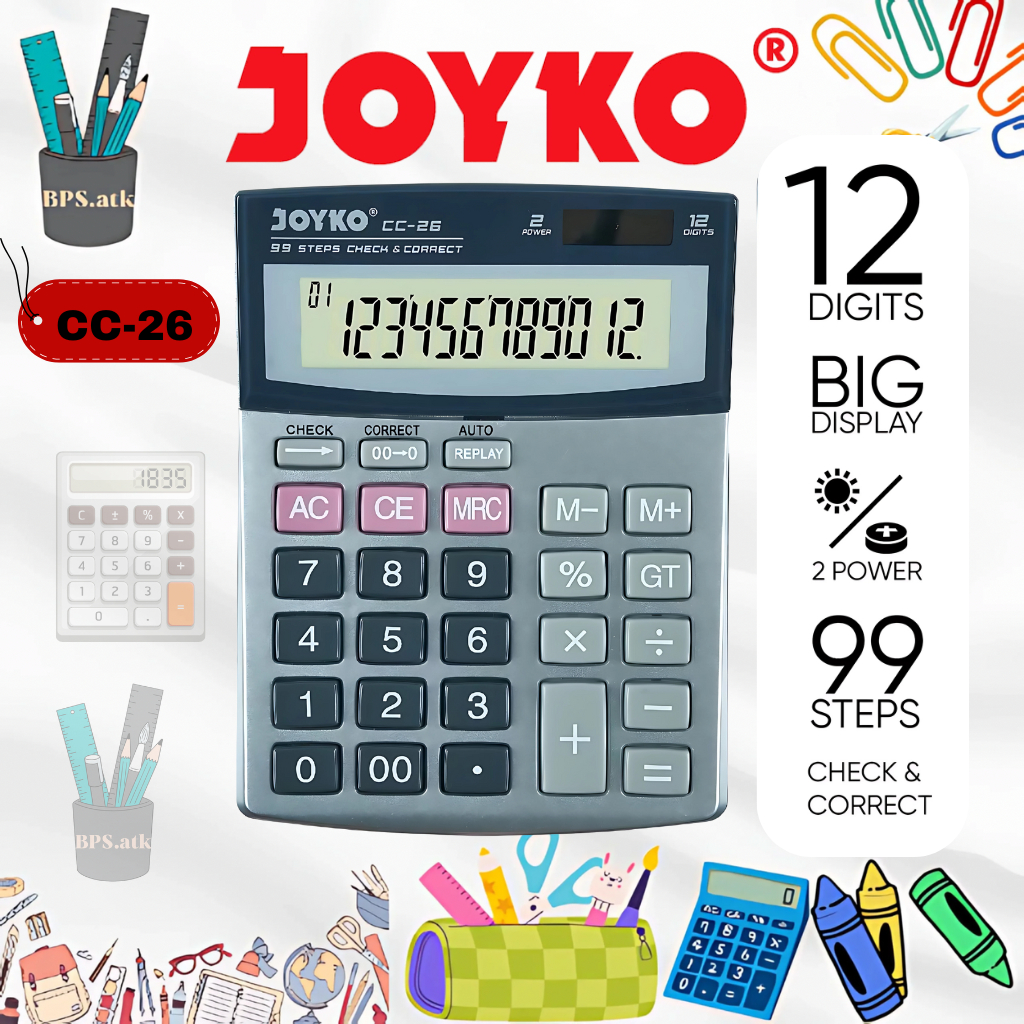 

JOYKO Calculator / Kalkulator CC-26 12 Digits Check Correct Kalkulator