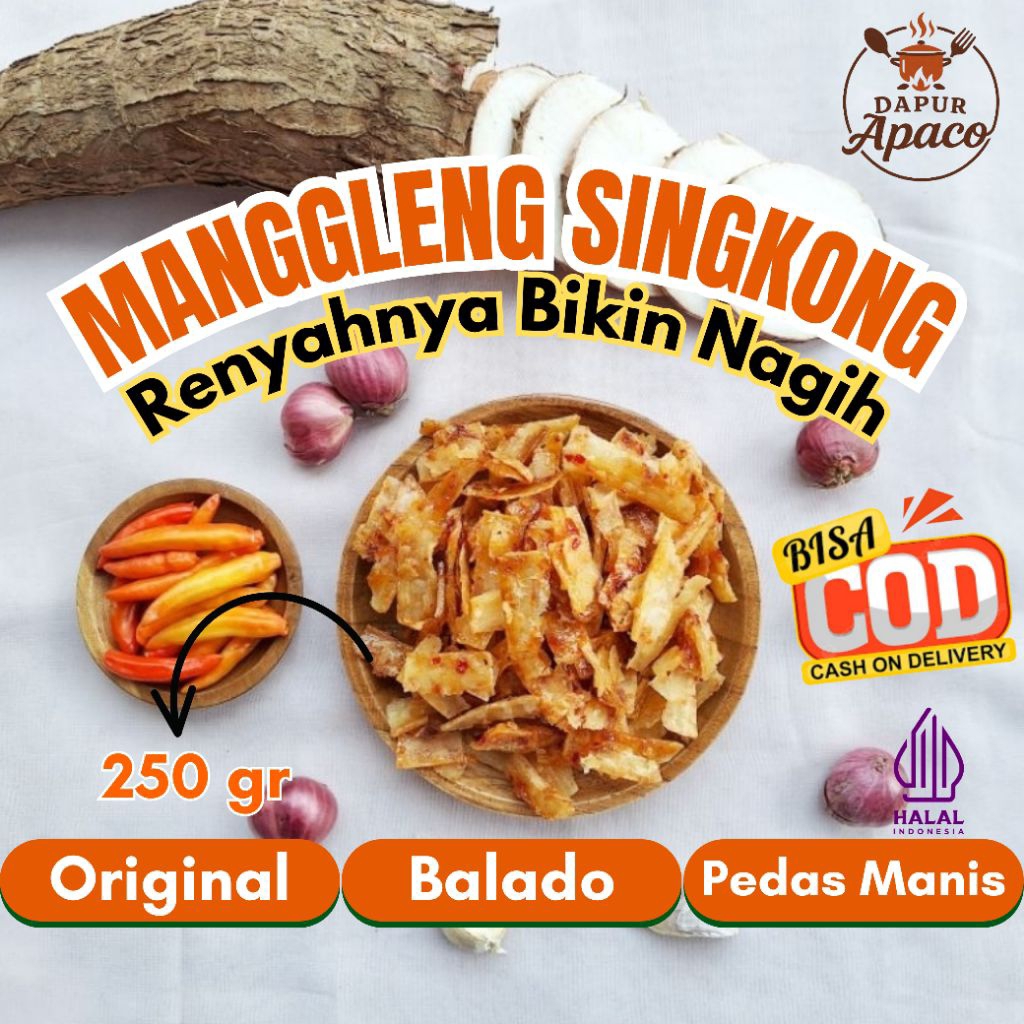 

Keripik Manggleng Singkong Renyah Gurih Pedas Manis Khas DAPUR APACO