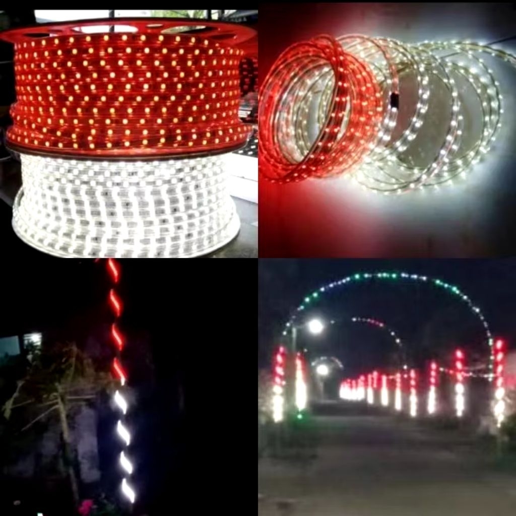 Lampu Led strip selang 4M + Adaptor Outdoor MERAH PUTIH.