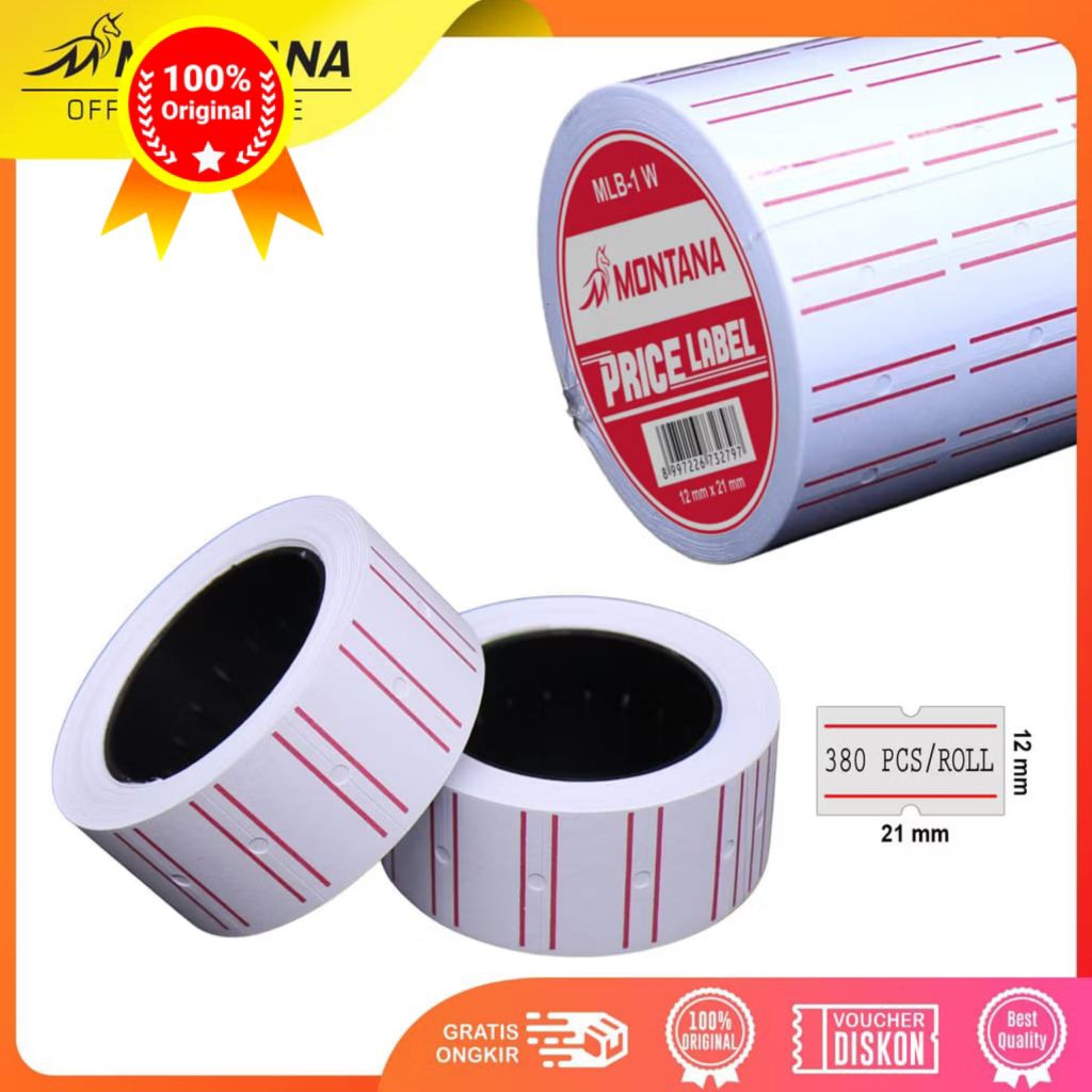 

Kertas Label MONTANA MLB-1W Hand Label Sticker Harga 1 set isi 10 Roll Copy
