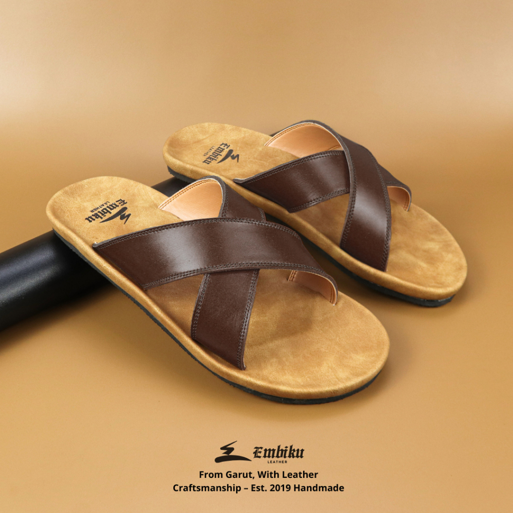 Sandal Kulit Pria | Sandal Kulit Sapi Asli Garut | Sandal Slide Pria | Sendal Pria | Sandal Kulit Ga