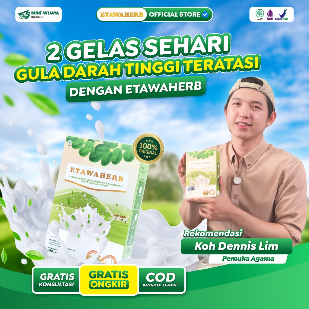 

() ETAWAHERB - Susu Penurun Gula Darah Tinggi - Etawa + Daun Kelor 100% Alami - 200gr COD
