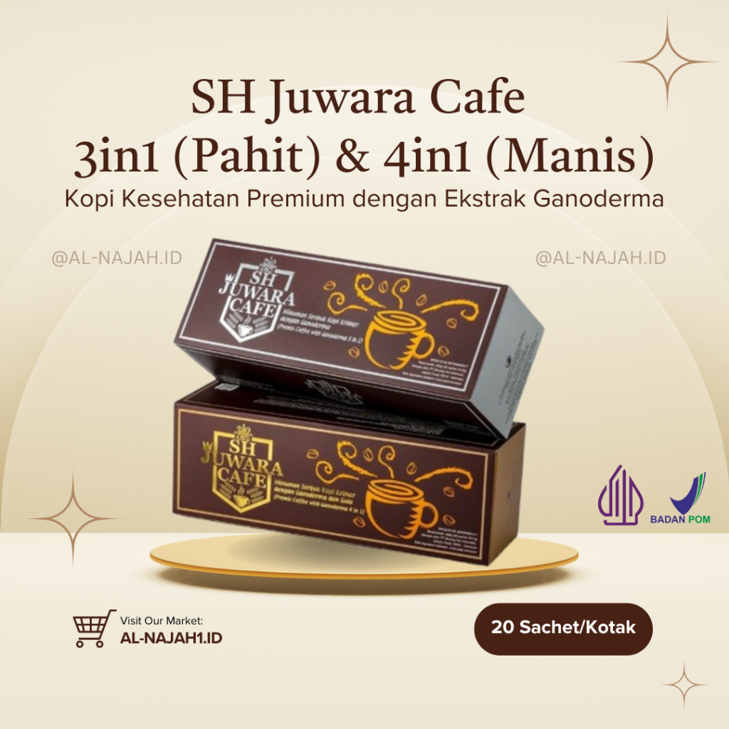 

KOPI SH JUWARA CAFE 3IN1 & 4IN1 (ISI 20 SACHET) KOPI KESEHATAN MENGANDUNG GANODERMA