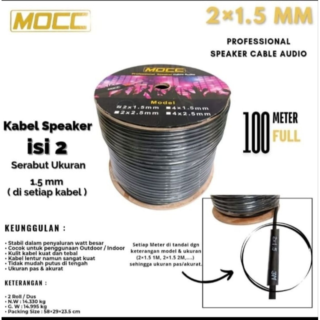 KABEL SPEAKER MOCC 2X1,5MM SERABUT