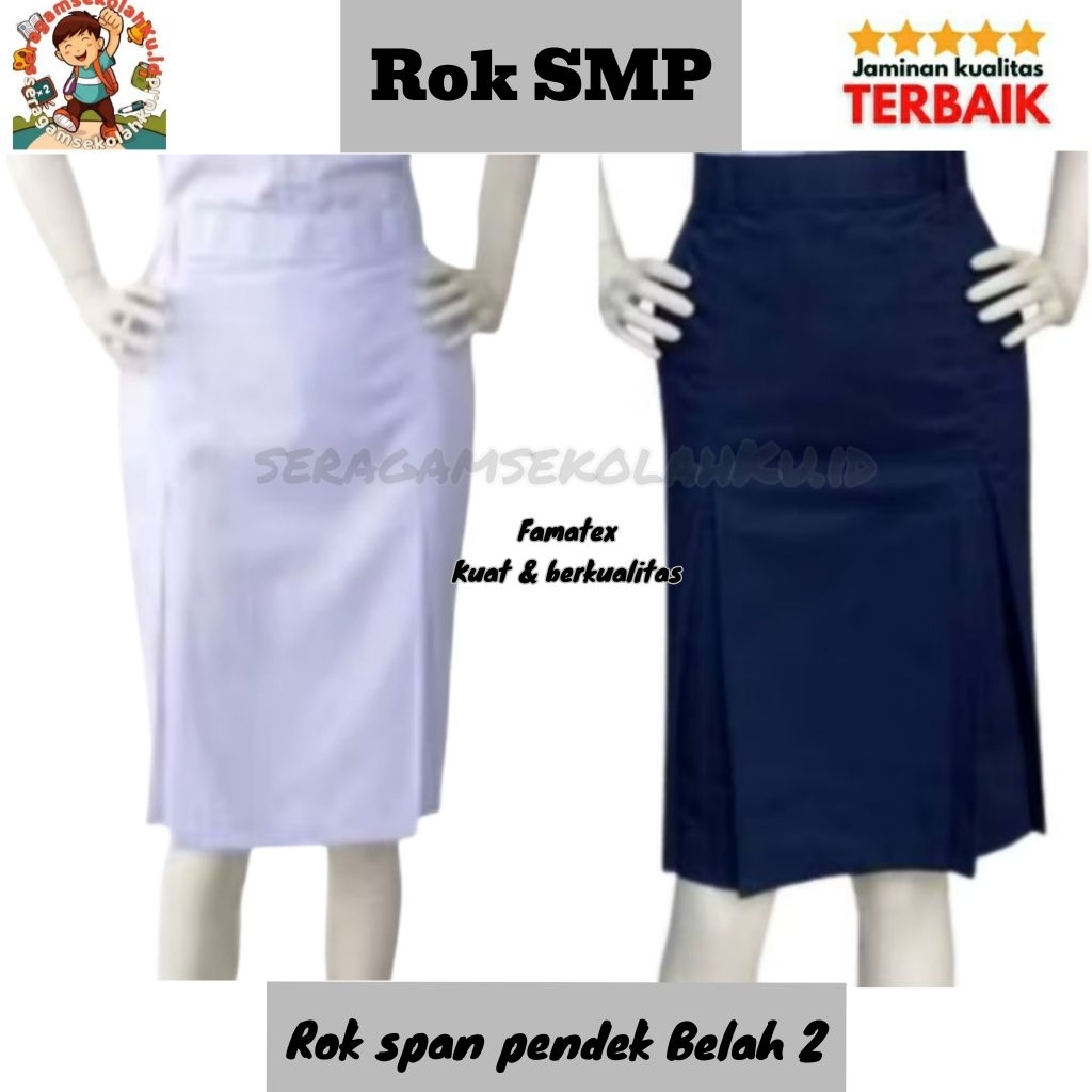 Rok Span Sepan Pendek SMP Biru Dongker Floy Dua Seragam Sekolah Biru Putih SMP