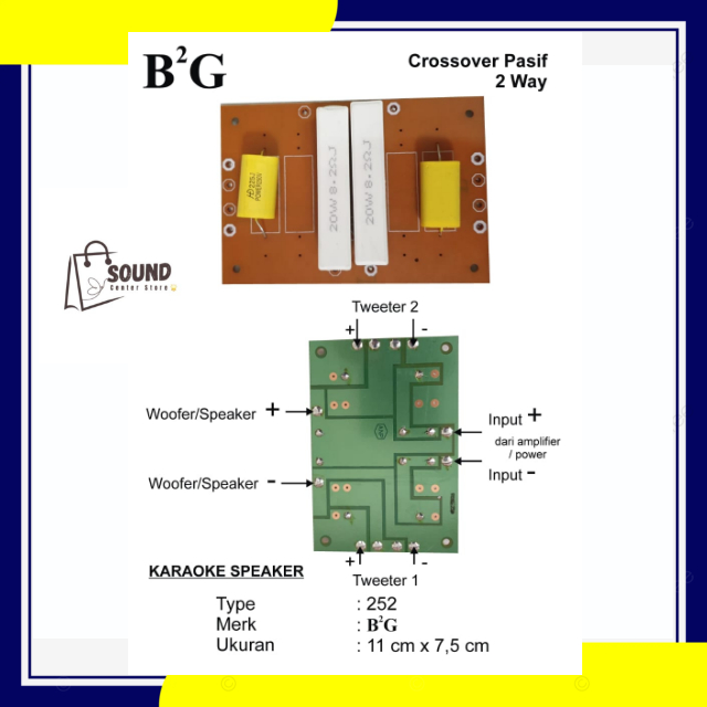 CrossOver pasif 2 way untuk speaker 12 inch 12inch