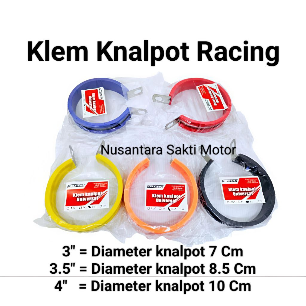 klem knalpot Racing Resing Recing besar sedang kecil plat gantungan kenalpot 4" 3.5" 3"