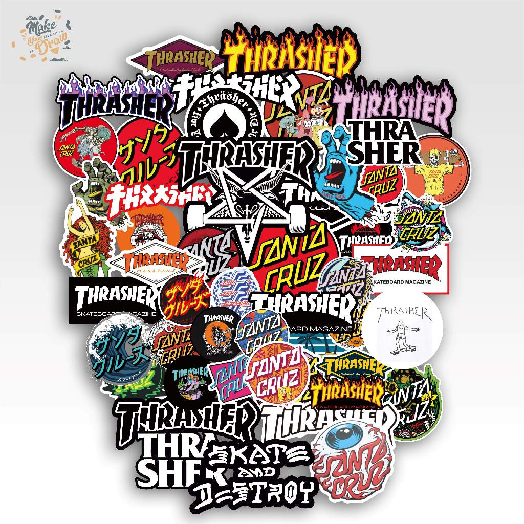 

Stiker Vinyl Thrasher Anti Air - Sticker Logo Brand Helm Buku Koper Case Hp Laptop Motor Waterproof