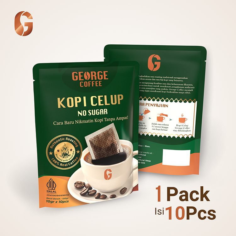

Kopi Celup *No Sugar* George Coffee Isi 10pcs x 10gr (Rasa authentic, roasting dgn KAYU BAKAR)