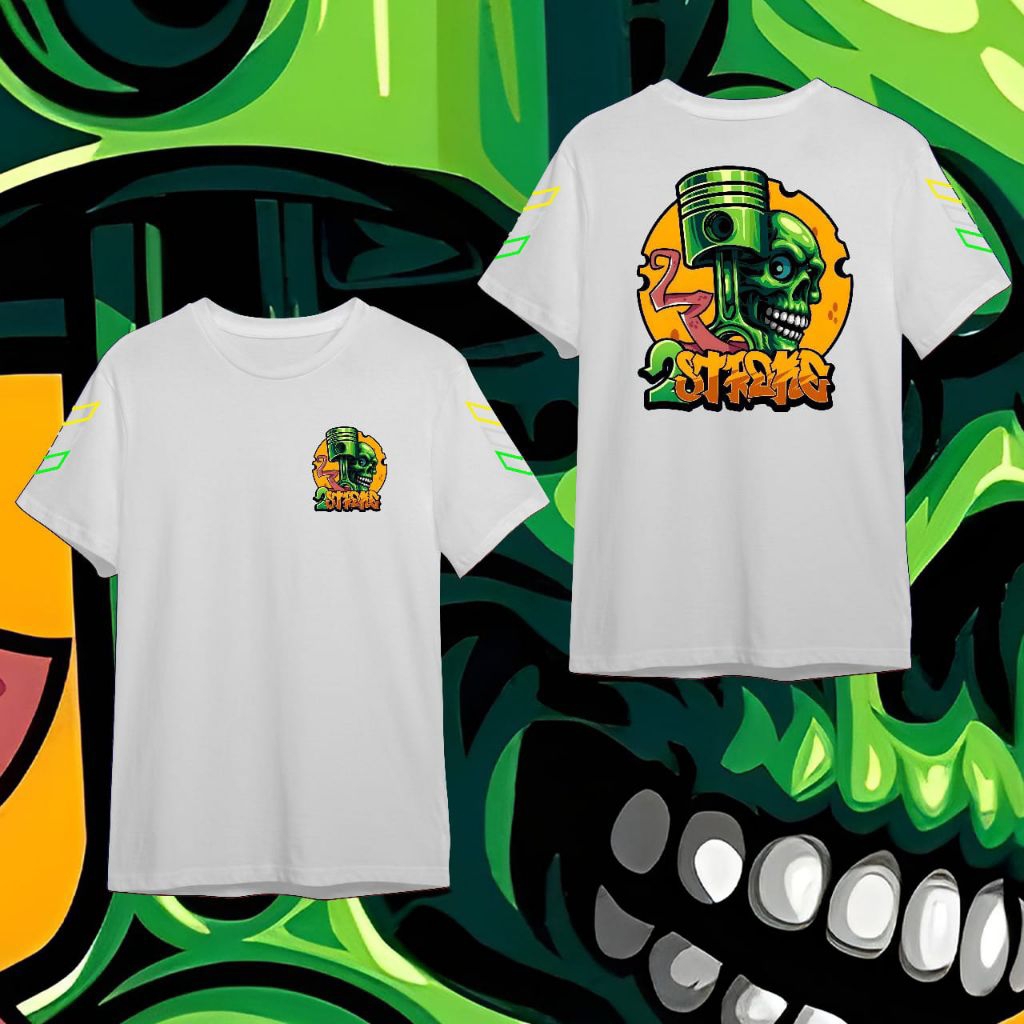 Kaos 2Stroke Tengkorak - Baju Motor 2 Tak // Kaos Distro Pria Combed