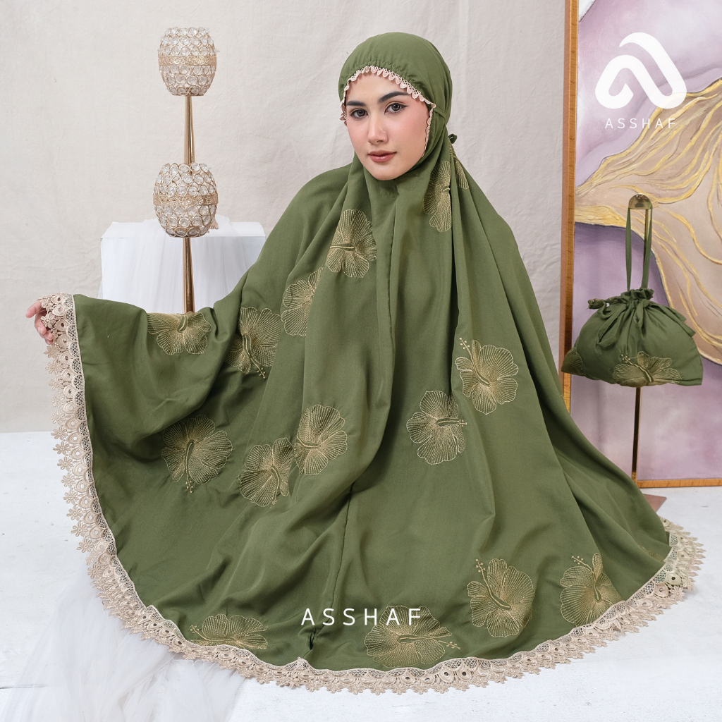 Mukena Dewasa Lebaran 2026 Mukena 2In1 Terbaru 2026 Resleting Panjang Bordir Rukuh Rayon Perempuan M