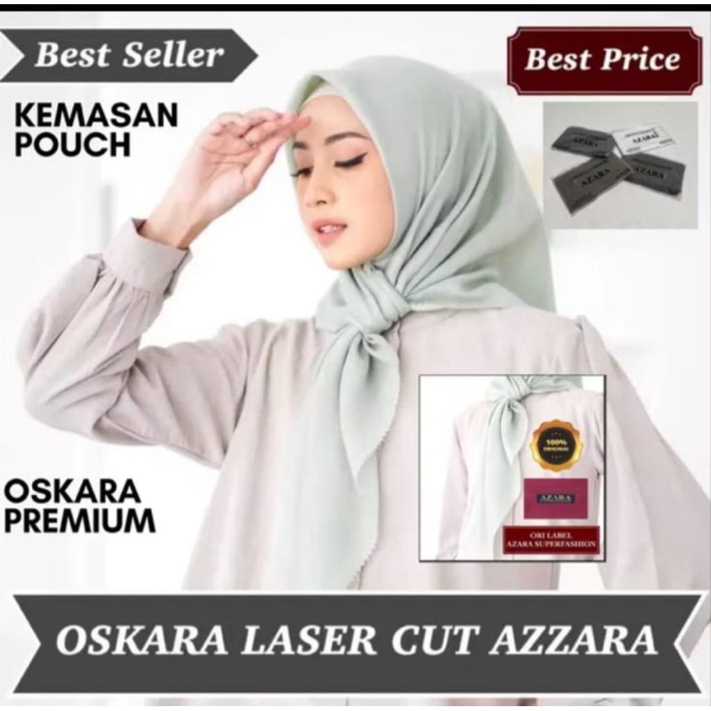 HIJAB JILBAB SEGIEMAPAT POLOS AZARA free Pouch || Laser Cut || Jilbab Segi empat POLOS OSKARA VOAL||