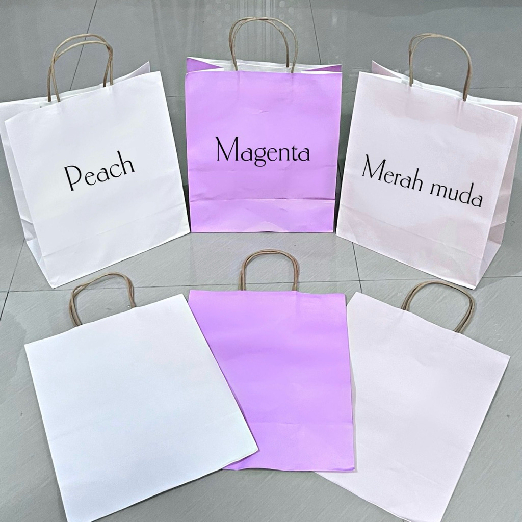 

Paperbag Besar Pink Series / warna pink peach merah muda 26x13x32cm(g12)