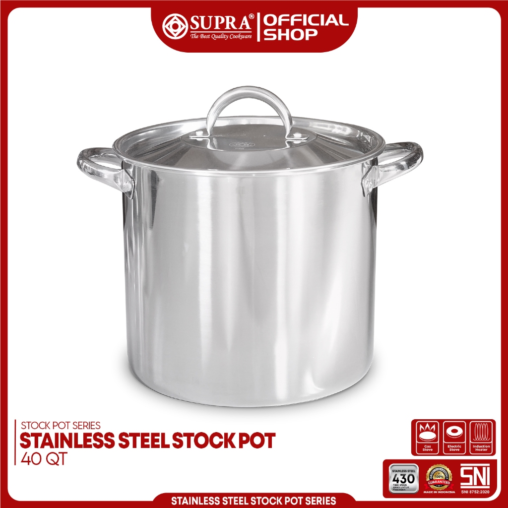SUPRA Panci Stainless Steel 40 Qt Stock Pot Tutup SS