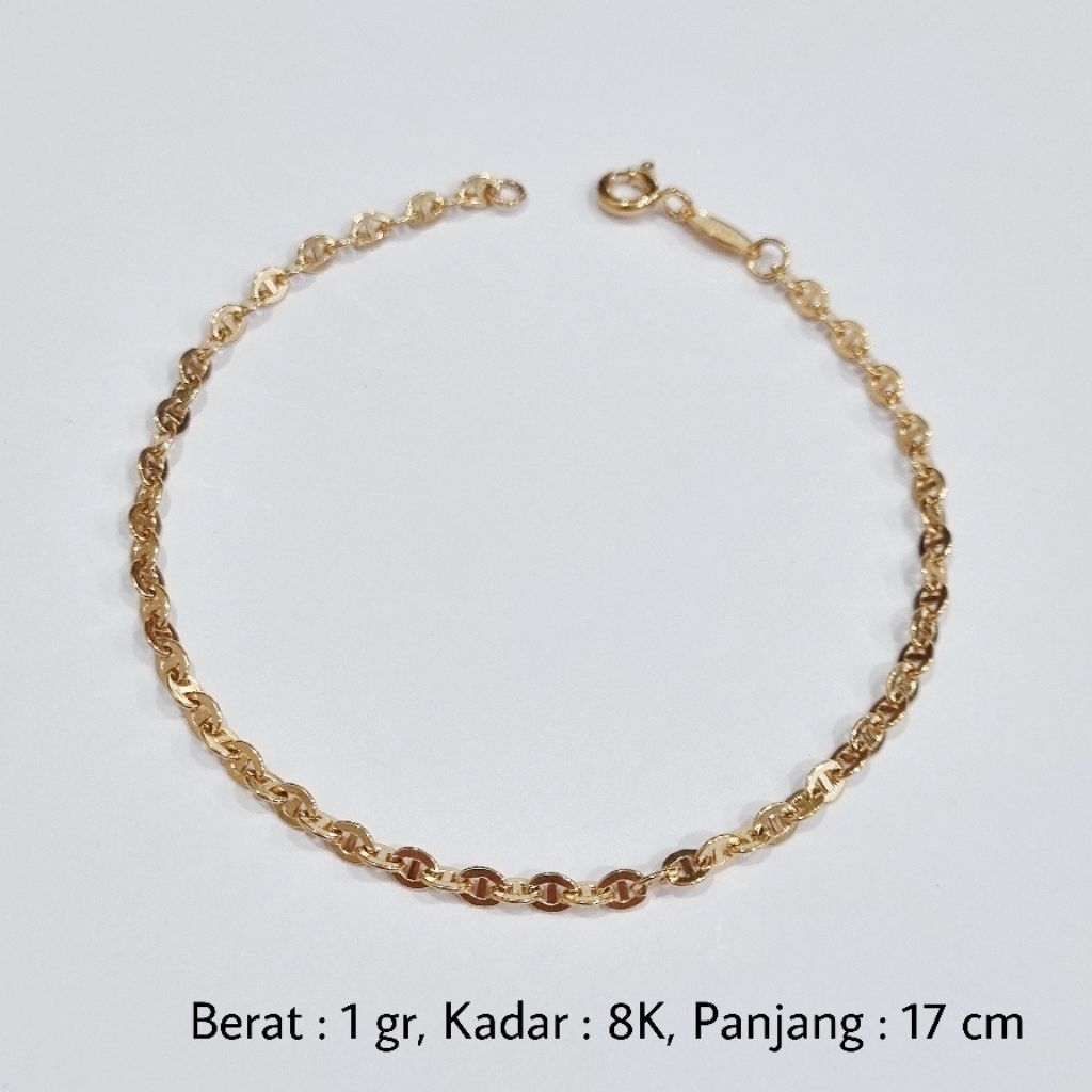 Gelang Rantai Emas 1 Gram 17 cm Kadar 8K - B10 / 1 gr