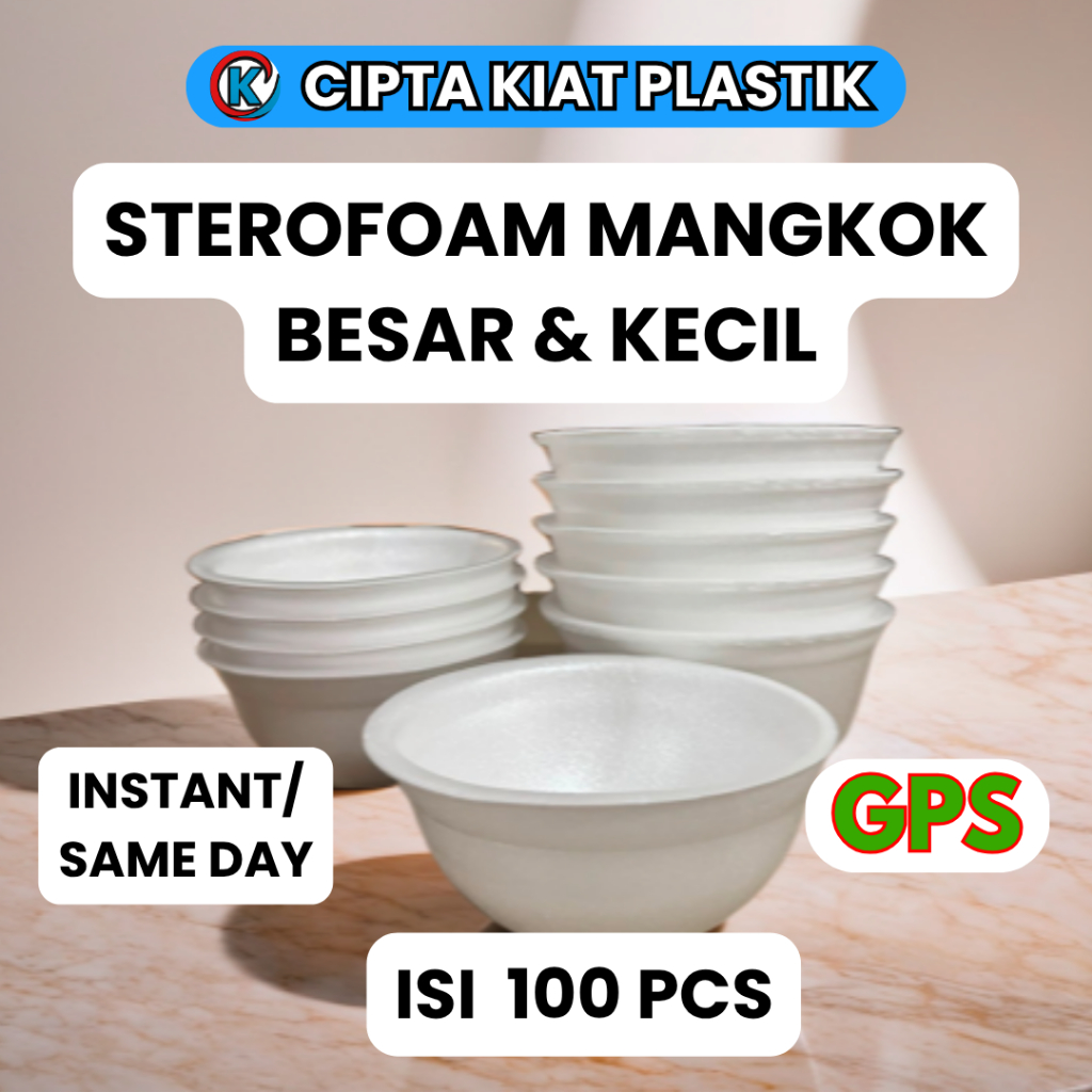 STEROFOAM STYROFOAM MANGKOK BESAR KECIL BAKSO SEBLAK MEREK GPS ISI 100 PCS