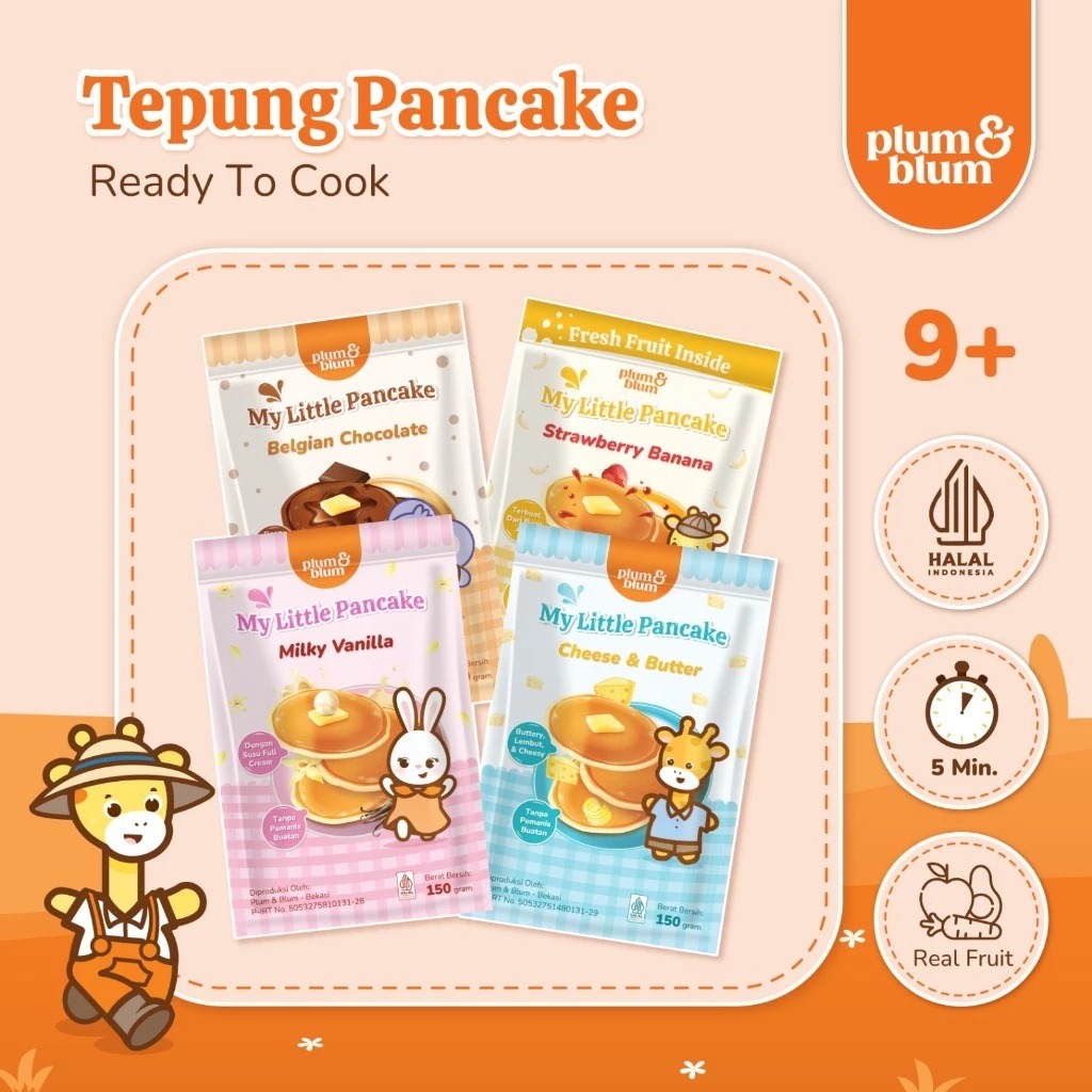 

Plum & Blum Pancake Milky Vanilla Belgian Chocolate Snack Mpasi Tepung Pancake 1 Pouch - READY MANADO