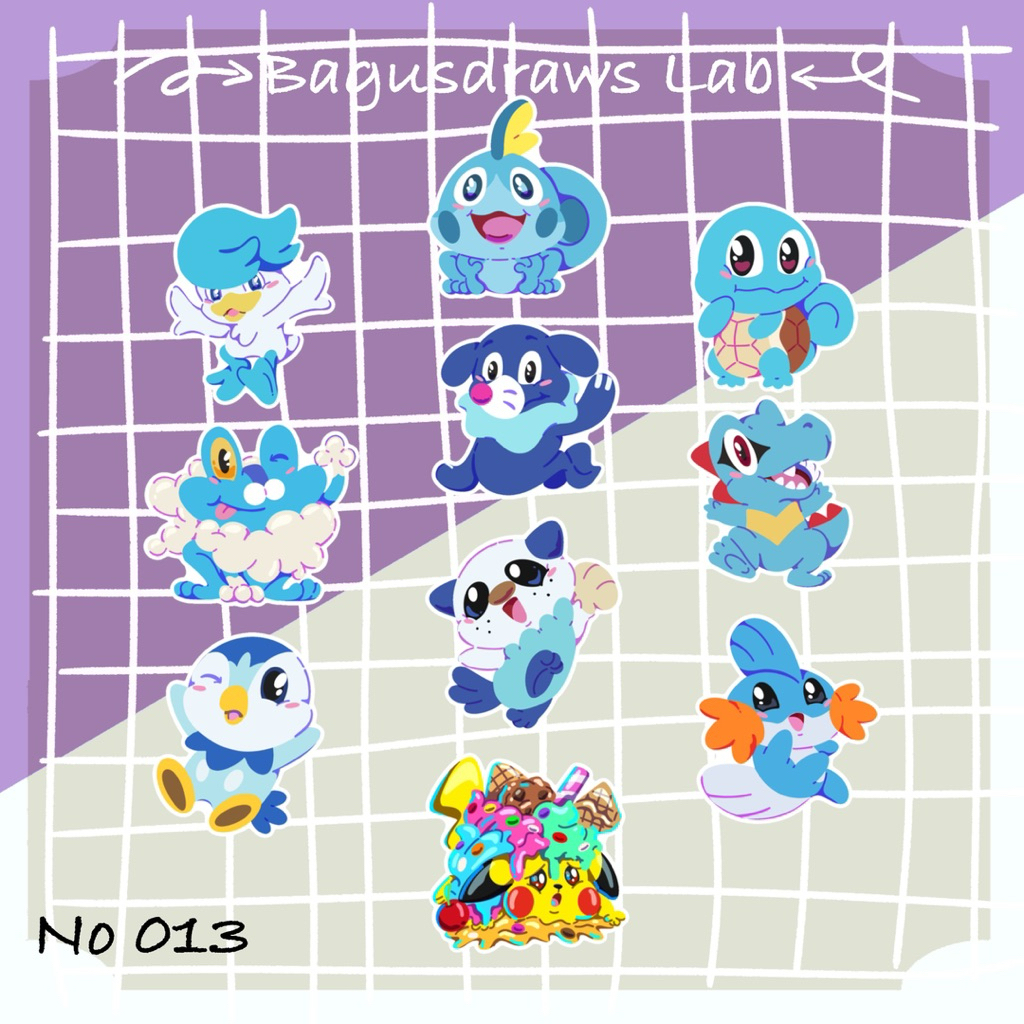 

Sticker Pokemon Starter Type Water Pack No 13 Die cut