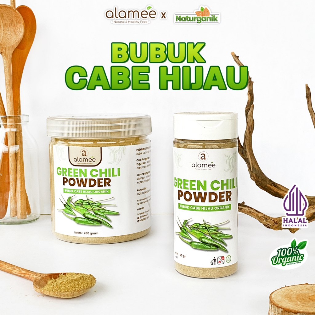 

ALAMEE Bubuk Cabe Hijau Green Chili Seasoning Powder Bumbu Masakan Dapur Murni 200gr Naturganik
