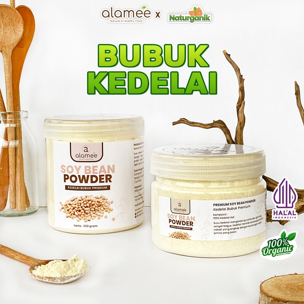 

ALAMEE Soy Milk Bean Powder Bubuk Susu Kacang Kedelai Tinggi Protein Tanpa Gula 250gr Naturganik