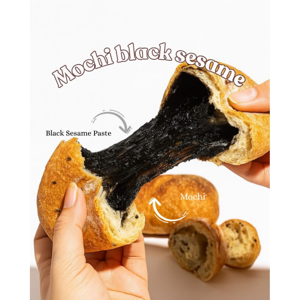 

Mochi Black Sesame - soft bread sourdough 100% ragi alami