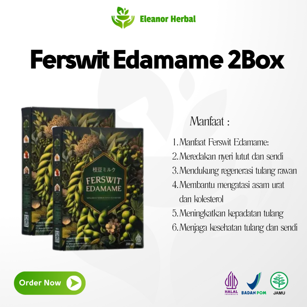 

Ferswit Susu Edamame Jepang Paket 2 Box Mengatasi Nyeri Sendi, Asam Urat & Kolestrol