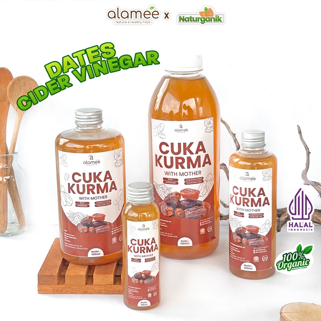 

ALAMEE Cuka Kurma With Mother Original Dates Cider Vinegar Fermentasi Probiotik Herbal Naturganik