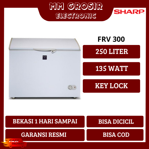 SHARP FREEZER BOX 250 LITER FRV-300 FRV300 FRV 300 CHEST FREEZER LOW WATT BEKASI MURAH GARANSI RESMI