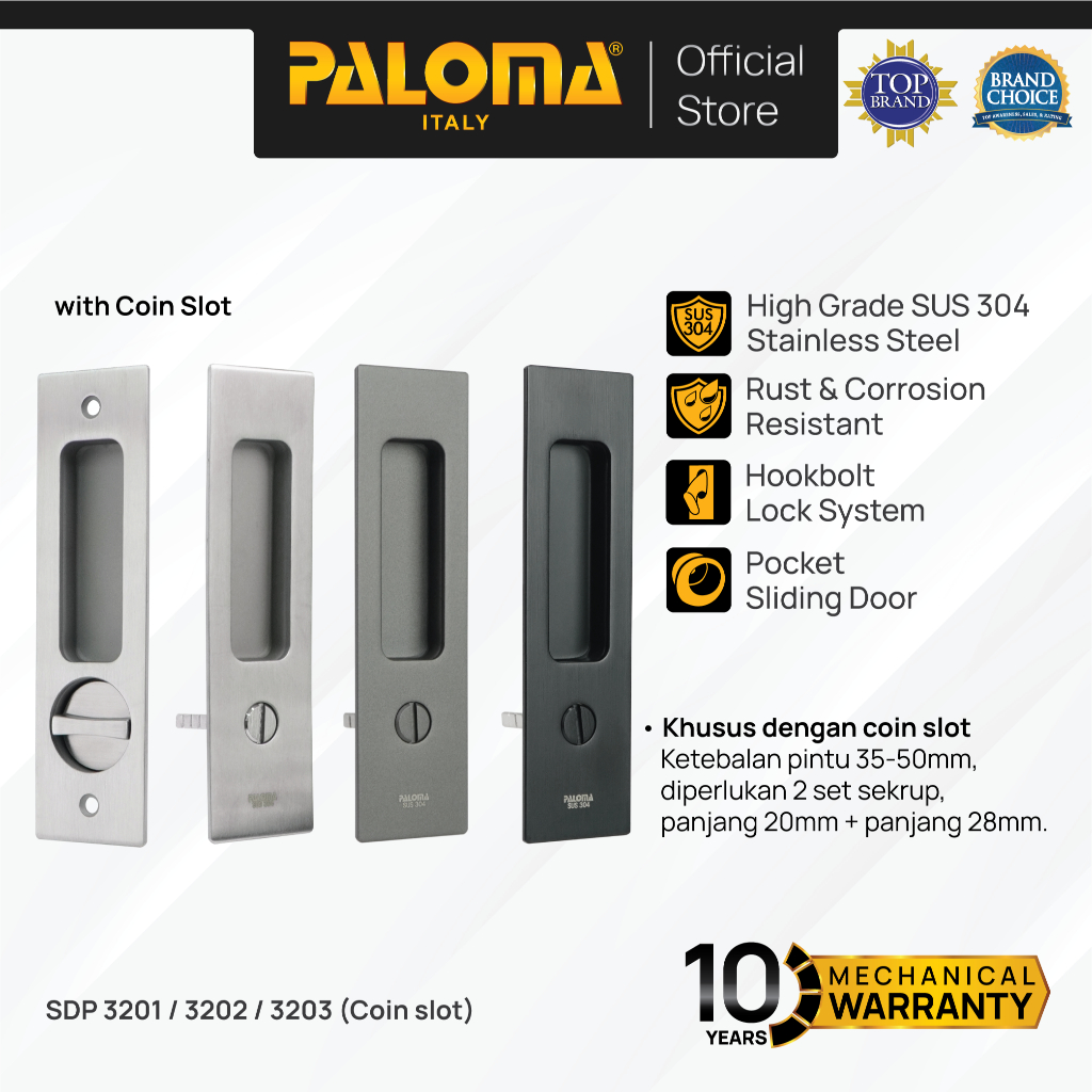 PALOMA Handle Tanam Comen Pocket Door Toilet Kunci Pintu Sliding Geser Square Persegi Lockset Lock S