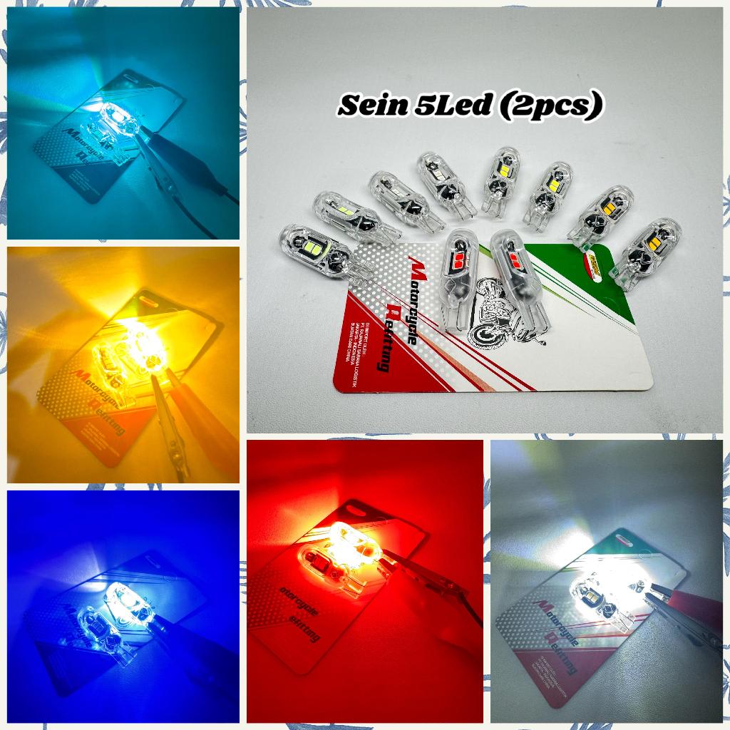 Sepasang ( 2pcs ) Lampu LED Super Terang Speedometer Sein Senja Sen Mundur Senja Sein T10 5LED 3030 
