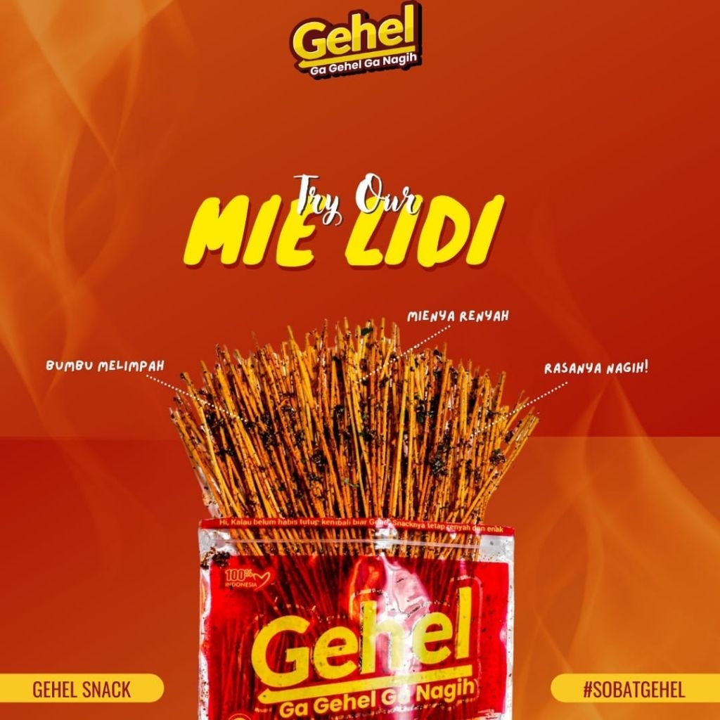 

Mie lidi 66gr (Rasa: Pedas biasa, Pedas Extra, Pedas Daun Jeruk, Original)