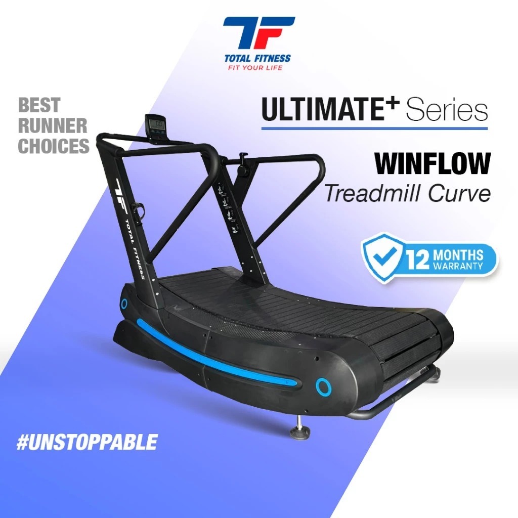 WINFLOW Big Treadmill Manual Curve Alat Olahraga Cardio Lari Ditempat Manual Komersil TOTAL FITNESS
