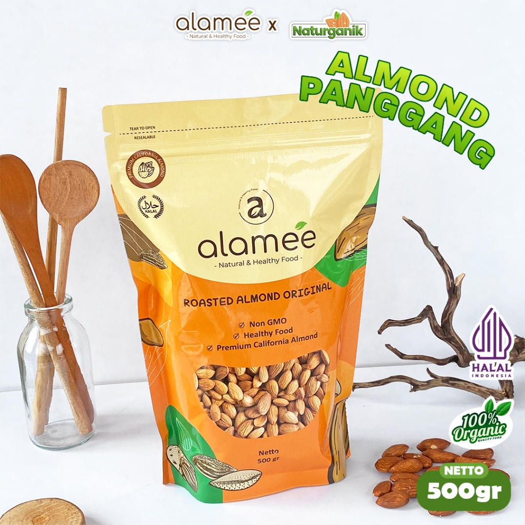 

ALAMEE Premium Roasted Almond Kacang Almon Panggang Grade A Organik 500 Gram Naturganik