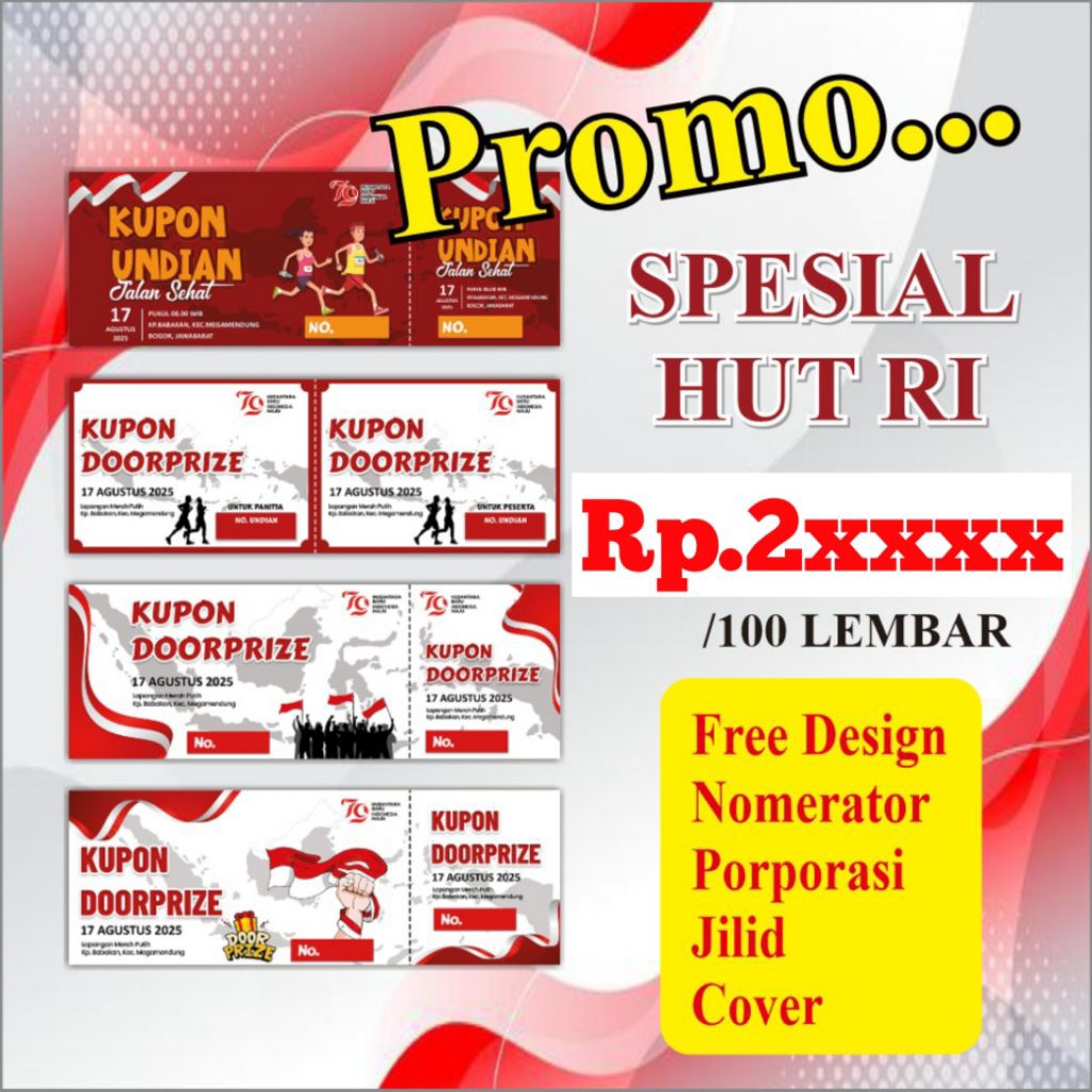cetak kupon | cetak karcis | karcis jalan sehat | karcis jalan santai | karcis HUT RI | karcis custo