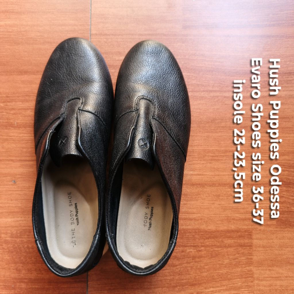 Hush Puppies Odessa Evaro Shoes sepatu wanita preloved kulit size 36-37 hitam black