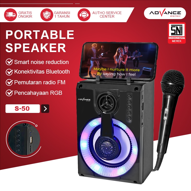 Advance salon aktif bluetooth full bass S-50 speaker bluetooth bass speaker aktif murah sepeker akti