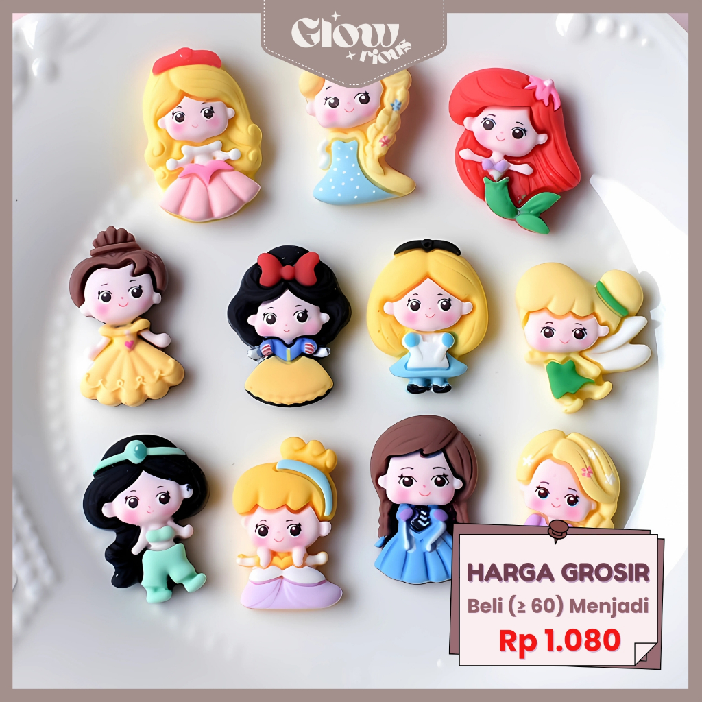 

GR Stiker 3D Timbul Clay Lucu Per Pcs Botol Minum Tumbler Resin Clay DIY Tempelan Cartoon Princess