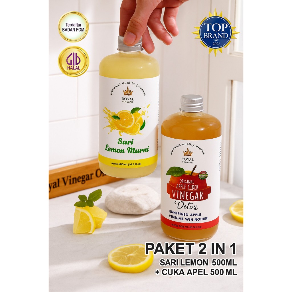 

Organik Cuka Apel Sari Lemon Paket 2 In 1 500ml Royal Vinegar