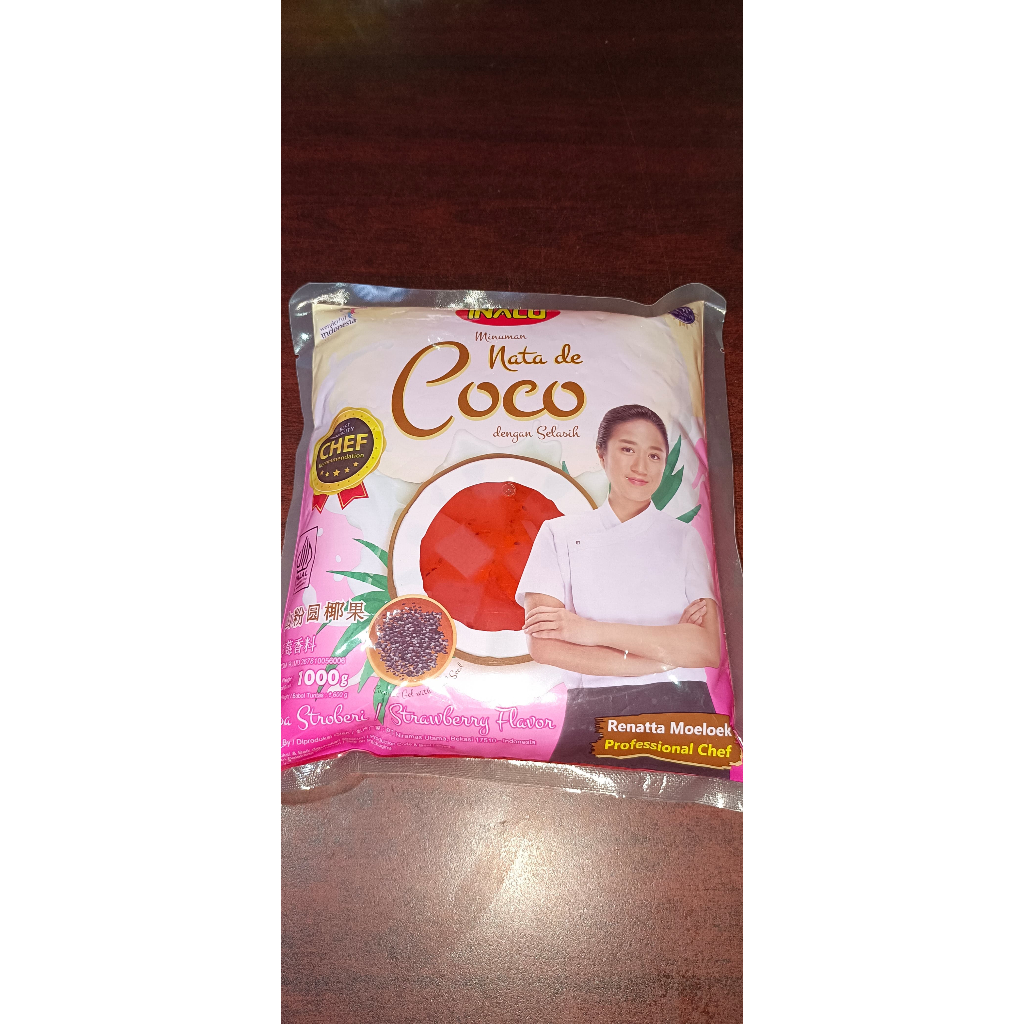 

Inaco Nata De Coco 1kg / Nata De Coco Dengan Selasih Rasa Strawberry 1kg