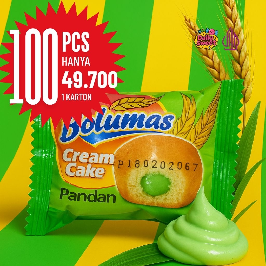 

[DUO] 1 KARTON BOLUMAS CREAM CAKE (1 KARTON ISI 100PCS), BOLU VIRAL, RASA COKELAT, PANDAN, STROBERI, PADIMAS, BOLU, MANIS, MURAH, CEMILAN ANAK, ISI BANYAK Chocolate Food Makanan Camilan Snack Halal Strawberry Coklat Krim