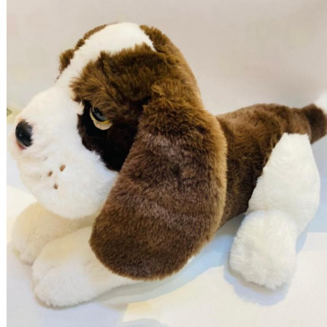 Boneka dog sit lying boneka anjing hushpupppies boneka anjing hushpuppies coklat putih boneka binata