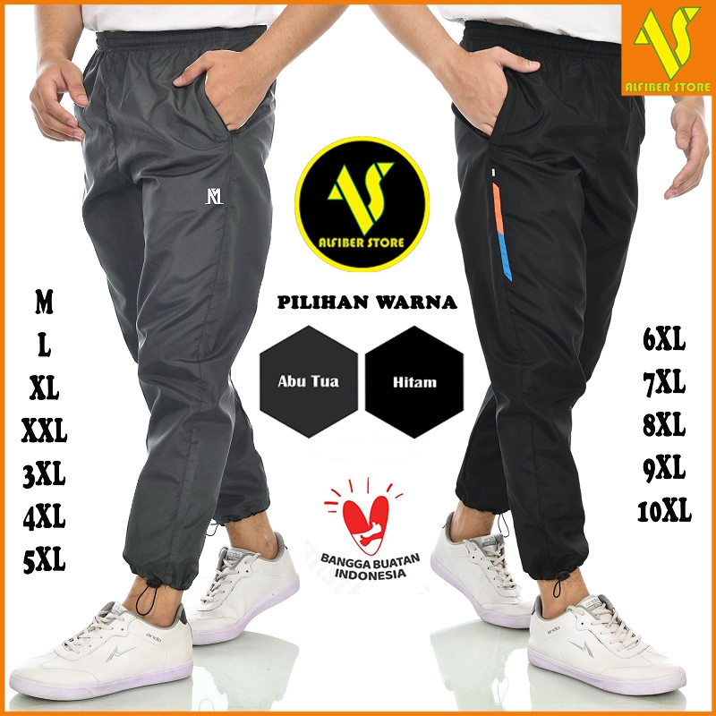 Celana Training Panjang Olahraga Parasut Premium Jogger Olahraga (Standard, Jumbo dan Super Jumbo)